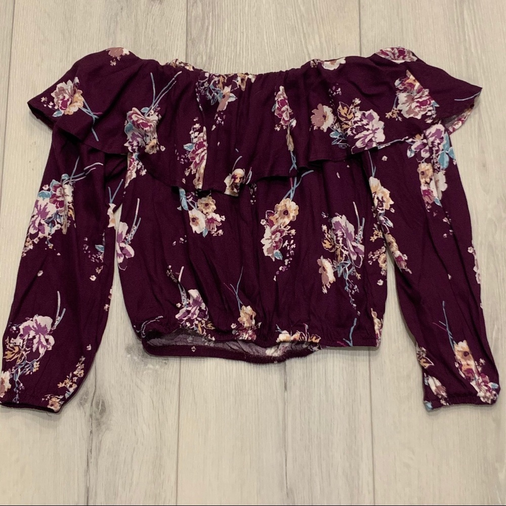 NWT ONE CLOTHING Off The Shoulder Ruffled Crop Top - Picture 7 of 8